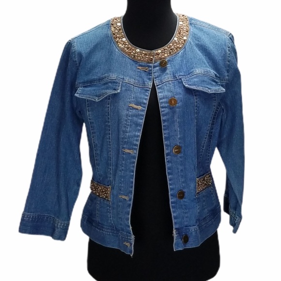 hearts of palm Jackets & Blazers - Bedazzled Hearts of Palm Denim Jacket      448